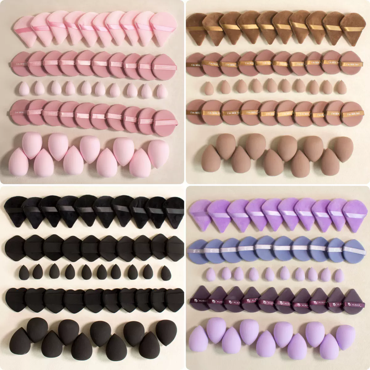 纯色系50件粉扑套装 美妆蛋拇指粉扑棉粉扑迷你粉扑套装