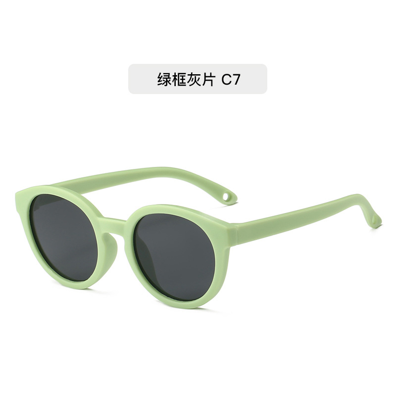 Modische weiche Silikon-Babysonnenbrillen 0-3 Jahre Kinder runde Sonnenbrille UV-Schutz Premium polarisiert hochauflösend