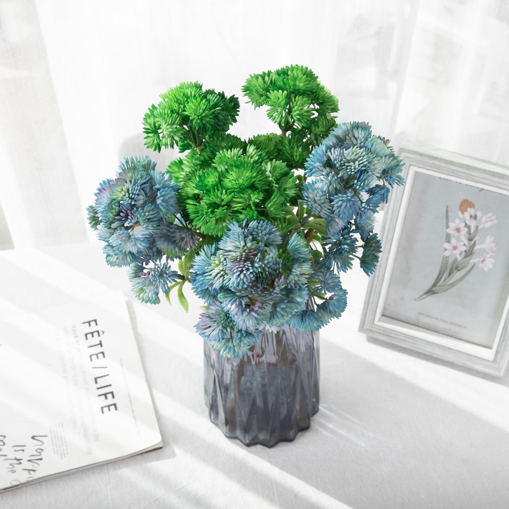 米仔果仿真花6頭大花菜多肉植物植物牆家居裝飾婚慶假花MW17680