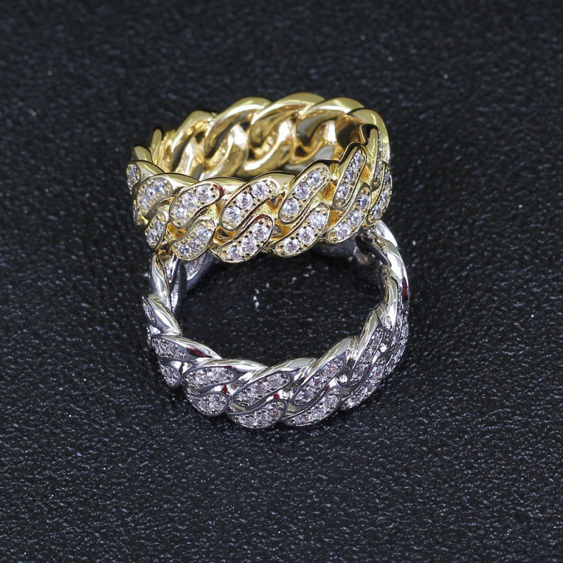 Hip Hop Cuban Chain Ring With Full Zircon For Men And Couples_voghion.com