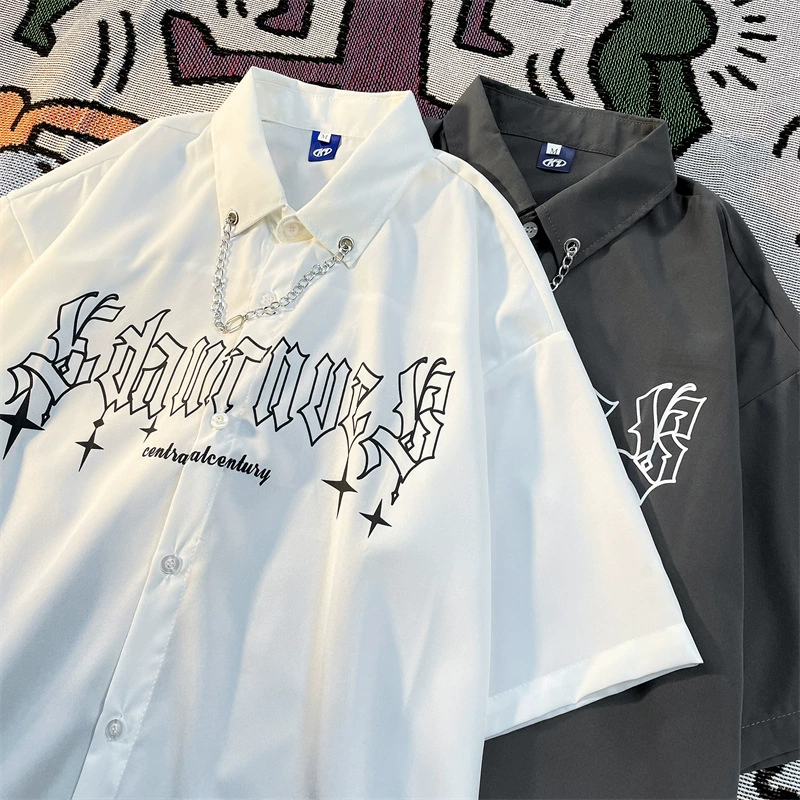 Новая летняя рубашка с короткими рукавами, мужская американская модная брендовая свободная куртка в стиле ретро, ​​модная повседневная рубашка красивого дизайна