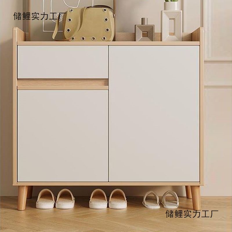 All Solid Wood Shoe Cabinet Doorway Shoe Cabinet Household Integrated Wall-Mounted Large-Capacity Simple Shoe Rack Entrance Wooden Shoe Cabinet
