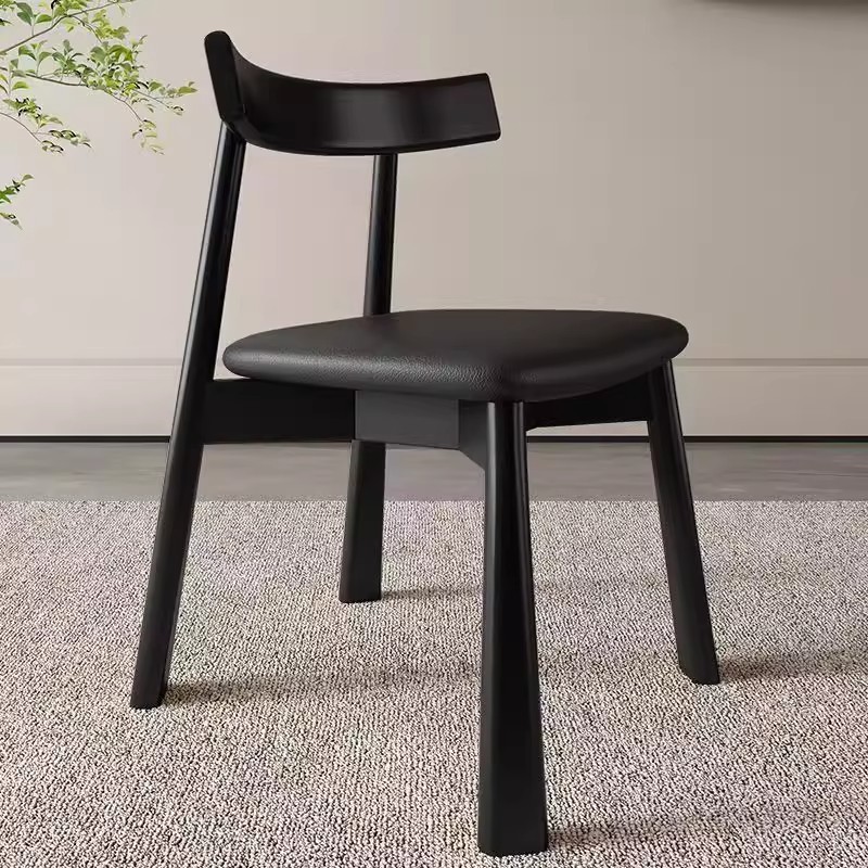 Solid Wood Dining Chair Nordic Home Chair Modern Simple Light Luxury Black Restaurant Hotel Back Chair Bar Paddle Chair