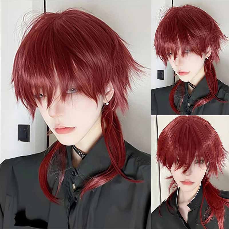 Wig women and men short hair broken hair natural full head cover European and American wolf tail mullet head cross-border hot wig manufacturers wholesale