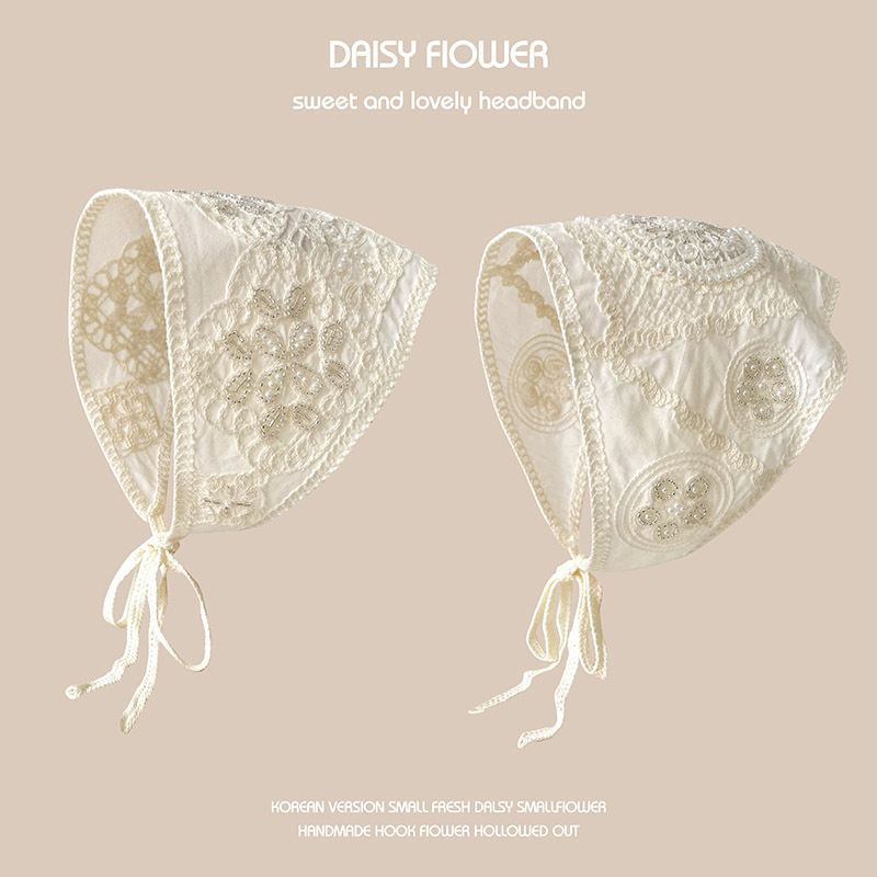 Primavera y Verano en línea Celebrity ins viaje hecho a mano de ganchillo bufanda del triángulo las mujeres lindo dulce banda pelo punto pañuelo sombrero