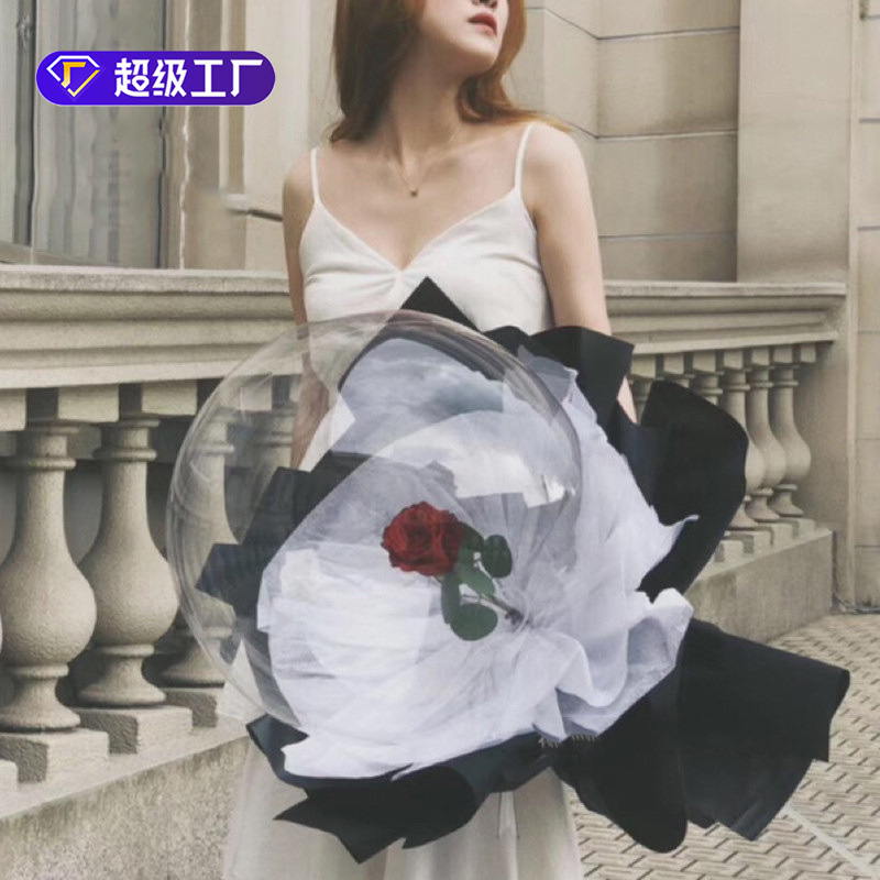 Nueva celebridad en línea transparente gran ola bola romántica Pequeño Príncipe Rosa ramo material globo flor suministros de embalaje