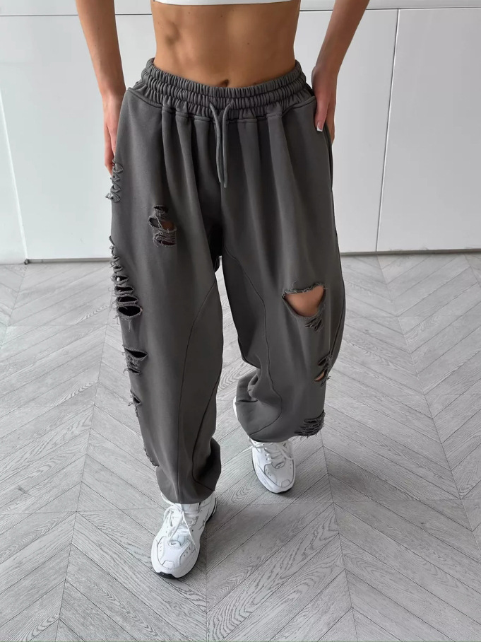 Pantalones de piernas anchas de verano de algodón, pantalones de cintura alta, pantalones casuales deportivos de estilo hip-hop