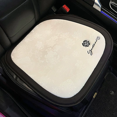 Car Seat Cushion for All Seasons, High-End Camellia Single-Piece Linen Seat Cushion, Winter Car Seat Cover for Women (Seat cushion, seat cover) - universal-for-all-seasons-small-camellia-white-linen-front-seat-cushion-single-no-specifications