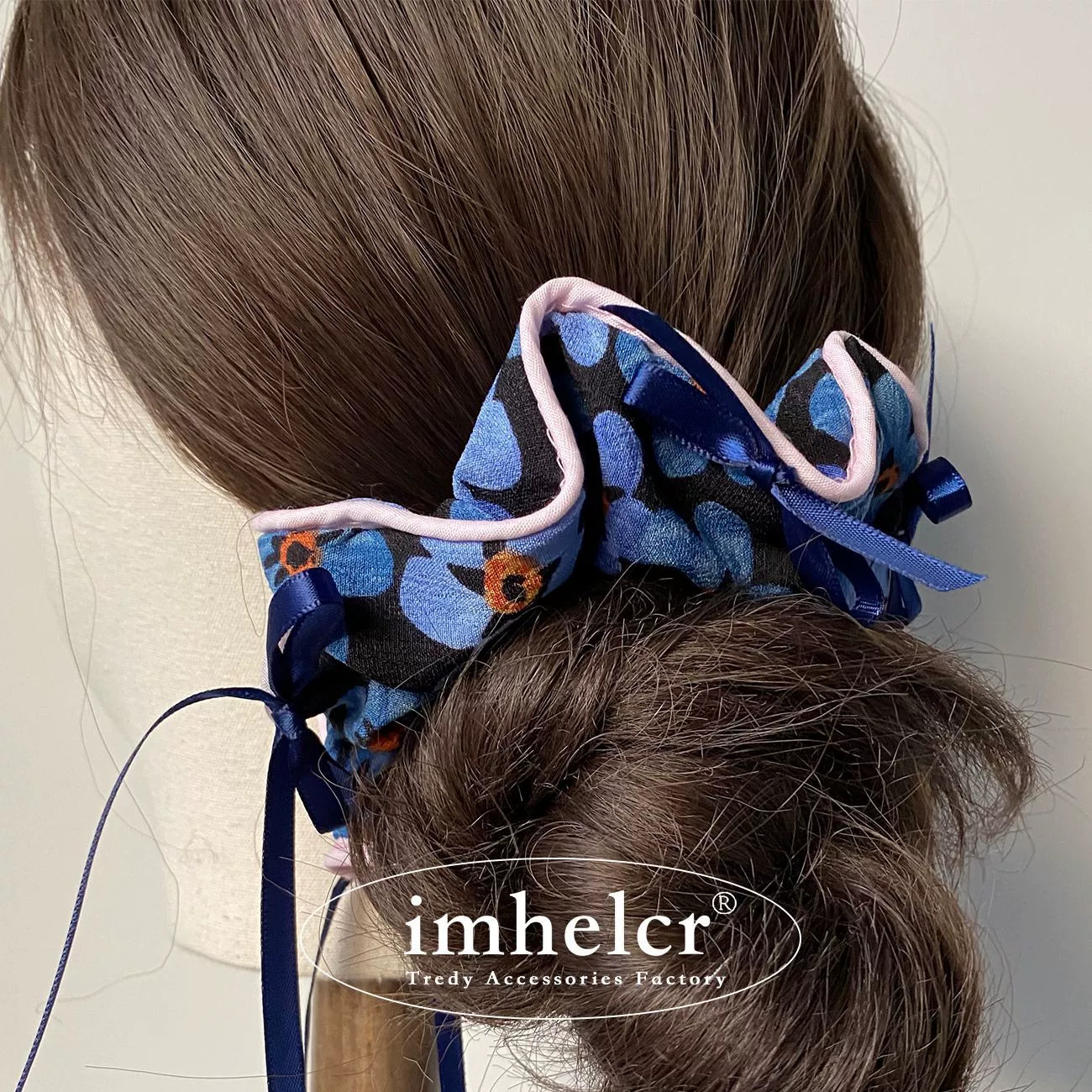 Brand cute hair band with bow, hairgrip, floral print, new collection