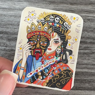 Pure hand-painted thangka canvas past lives 4*5 pendant pendant