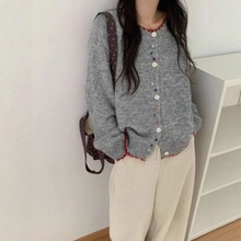 韩版彩扣针织开衫女2025秋冬新款宽松显瘦软糯温柔风百搭圆领毛衣