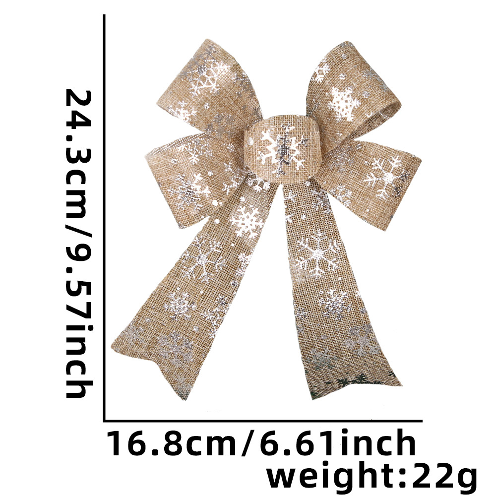 25cm grande Navidad arco adornos Navidad decorativo rayas Lino arco DIY accesorios colgante