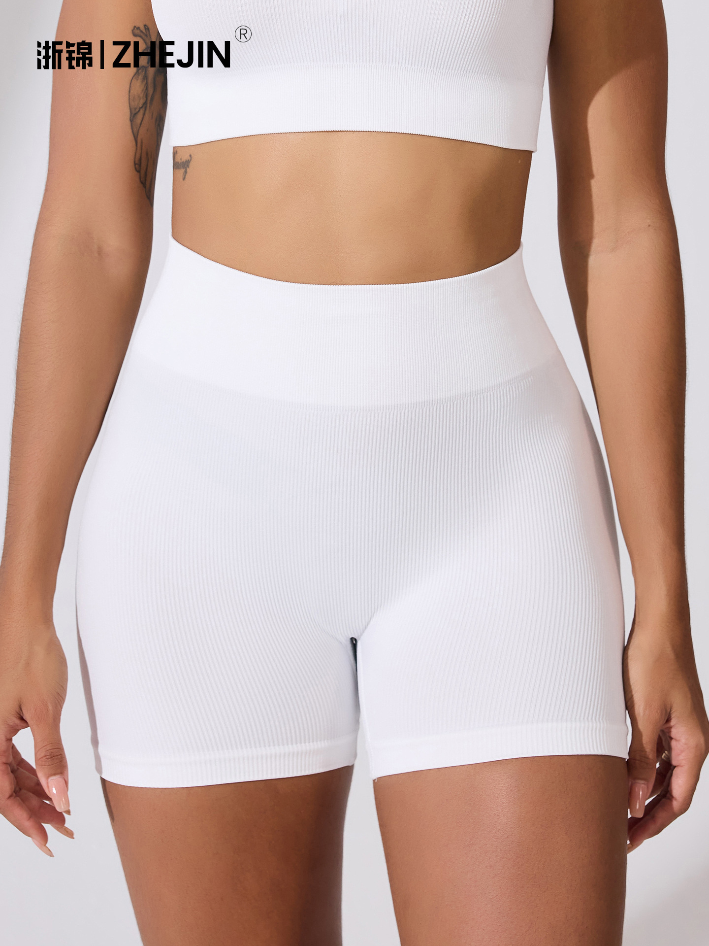 Transfronterizo Europa y América, cintura alta, cintura libre, cintura apretada, abdomen seco rápido, pantalones cortos de yoga.