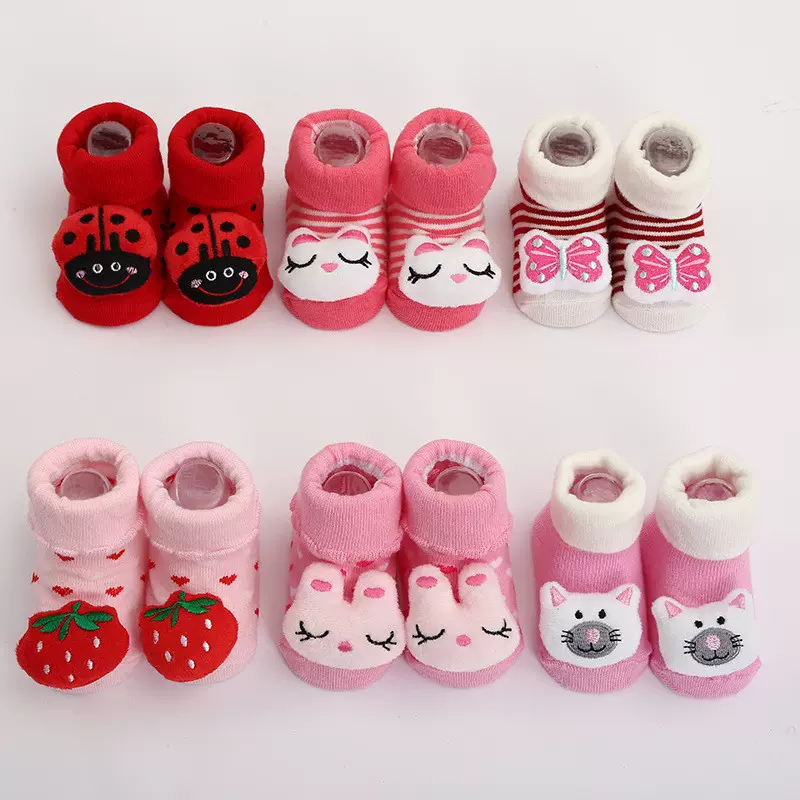 棉质四季款新生儿宝宝学步防滑地板袜手缝针线公仔卡通可订货生产