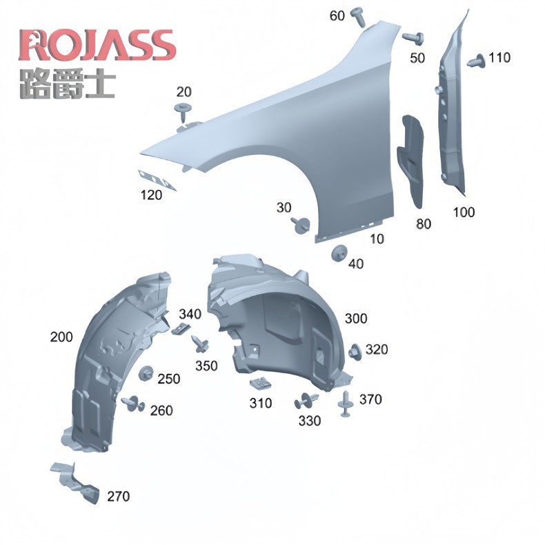 Suitable for Mercedes-Benz C-Class W206 Front and Rear Wheels C200 Wind Deflector Guard Plate C260 Mudguard C260 Fender Liner
