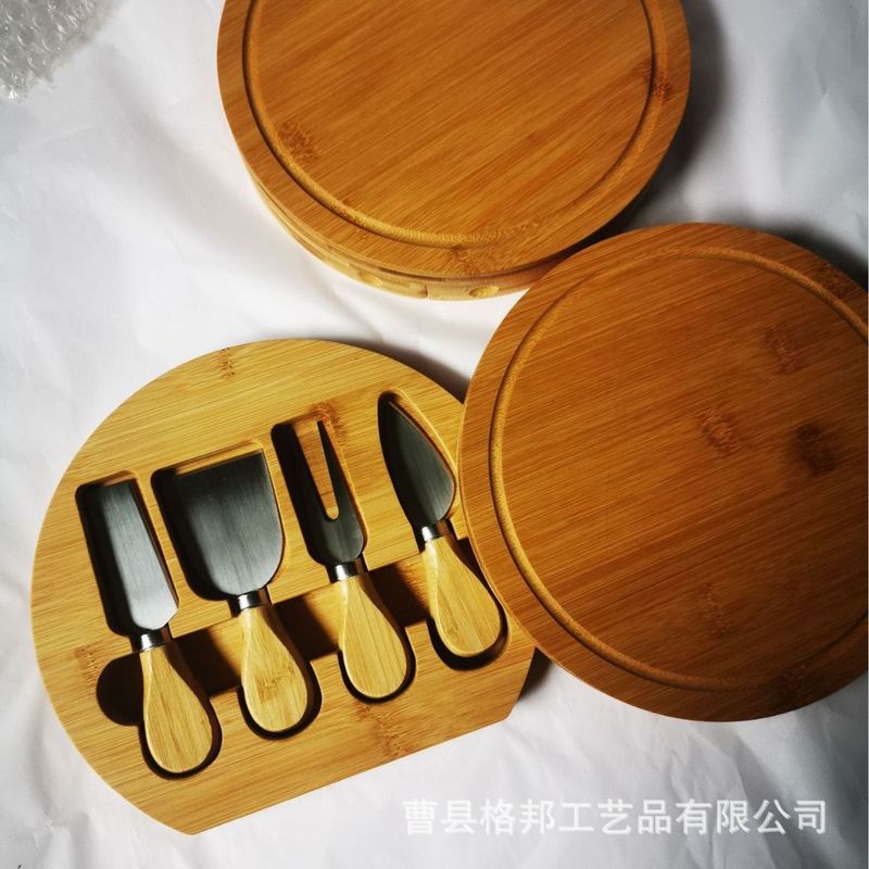 丸型折りたたみ竹製チーズボードセット アウトドアフルーツスナックまな板 洋食木製携帯チーズプレート 在庫あり|undefined