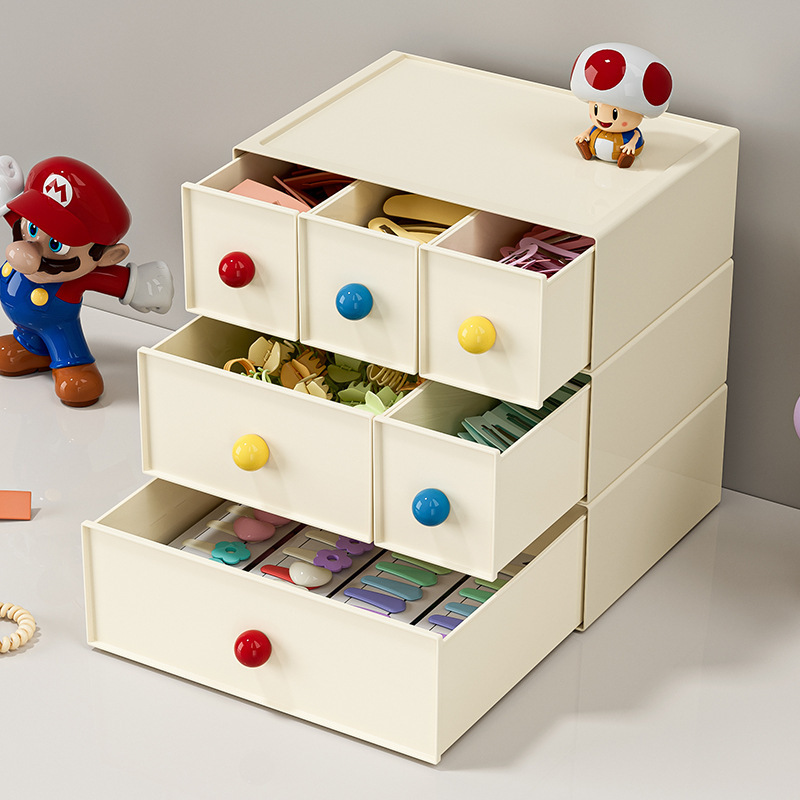 Mueble de almacenamiento de escritorio de dopamina, cajón, escritorio para estudiantes, caja de almacenamiento de papelería, banda de goma, horquilla, caja de acabado de joyería