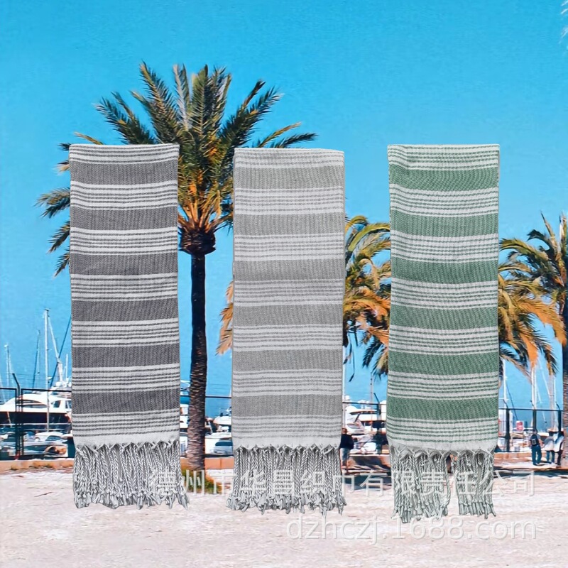 Factory Direct Sales Thin Stripesd Beach Towel Breathable Quick-Drying Renewable Fabric Sand-Free Beach Towel Travel Vacation
