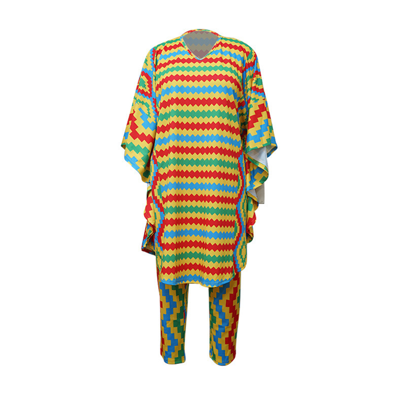 Fall Loose Digital Number Printing African Black People Two Piece Sets