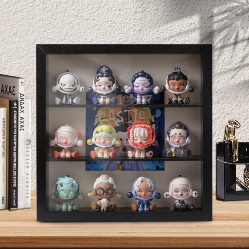 Bubble Mart Figure Display Frame DIY Blind Box Storage Display Frame Transparent Dustproof Three-Layer Photo Frame Square Stand