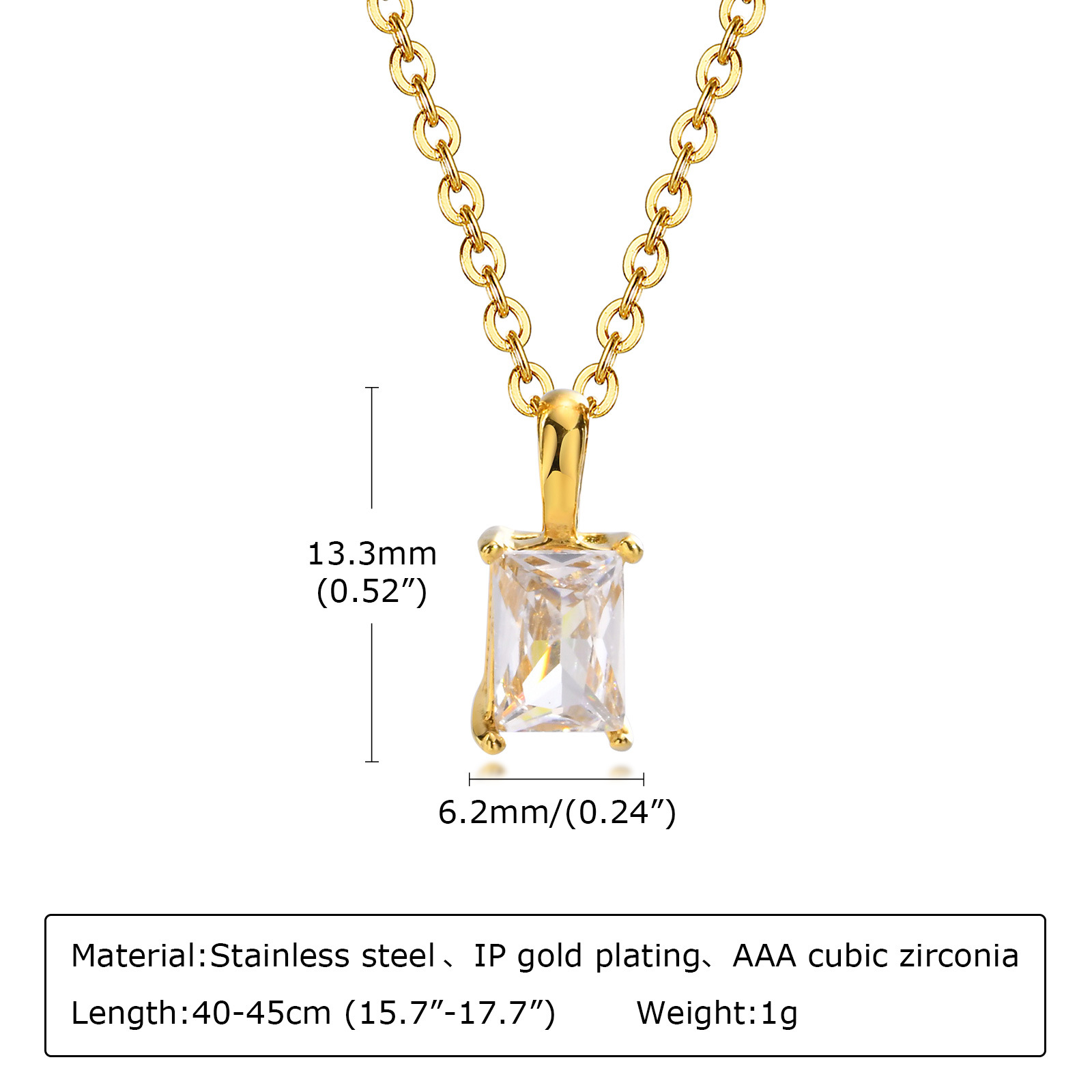 3g Weight Vacuum Plating Gold Plating Process Gold Plated Plating Material Zircon Inlay Material Pendant Necklace Classification 201 Stainless Steel Chain Material 1 Piece Quantity Daily Occasion 201 Stainless Steel Material Geometric Pattern Women'S Gender Plating Design Fashion Style Wholesale Jewelry Fashion Geometric 201 Stainless Steel Zircon Gold Plated Plating Stainless Steel Necklaces 无