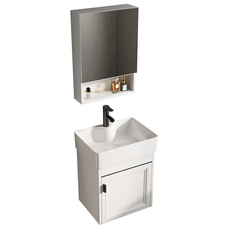 Baño de pared de apartamento pequeño, baño de aluminio espacial, mini cerámica, lavabo ultra estrecho, armario de lavabo transfronterizo