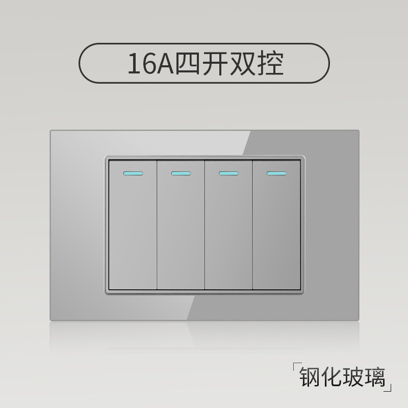 Enchufe de pared con interruptor de vidrio templado gris tipo C estándar americano de 110 V de Taiwán, panel de enchufe de pared con carga rápida de 20 W y atenuación