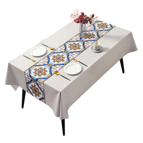 Home Nordic PVC Tablecloth Waterproof Oil-Proof Wash-Free Dining Tablecloth Ethnic Style Dining Room Tablecloth Coffee Table Cloth Dropshipping One Piece