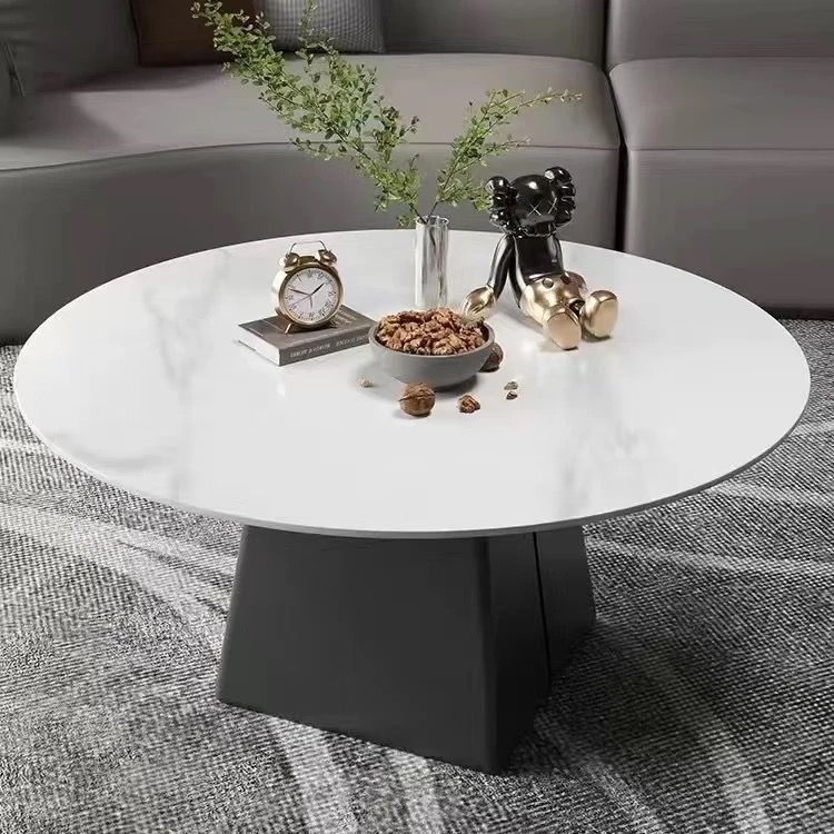 Luz y lujo moderno mesa de té redonda de tabla de roca sala de estar casa pequeña mesa de té redonda mesa de estudio