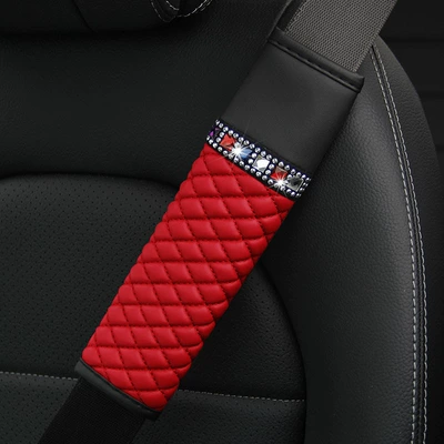 Set Universal Car Gear Shift | Sürətlər qutusu və əl tormozu başlıqları - diamond-shoulder-pads-one-pair-black-and-red