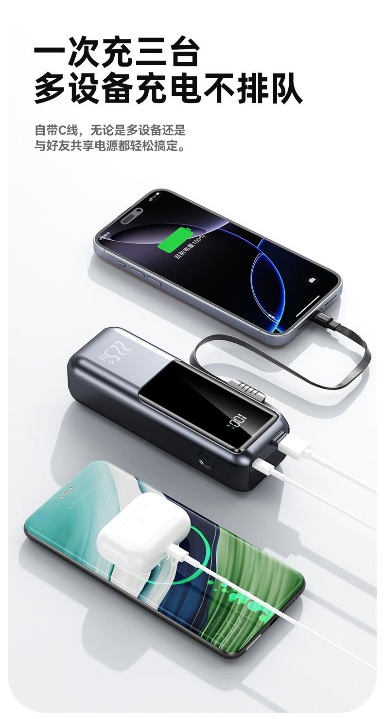 21700 Battery 20000mAh Charging Power Bank Portable 22.5W Super Fast Charge Digital Display Mobile Power Bank Wholesale