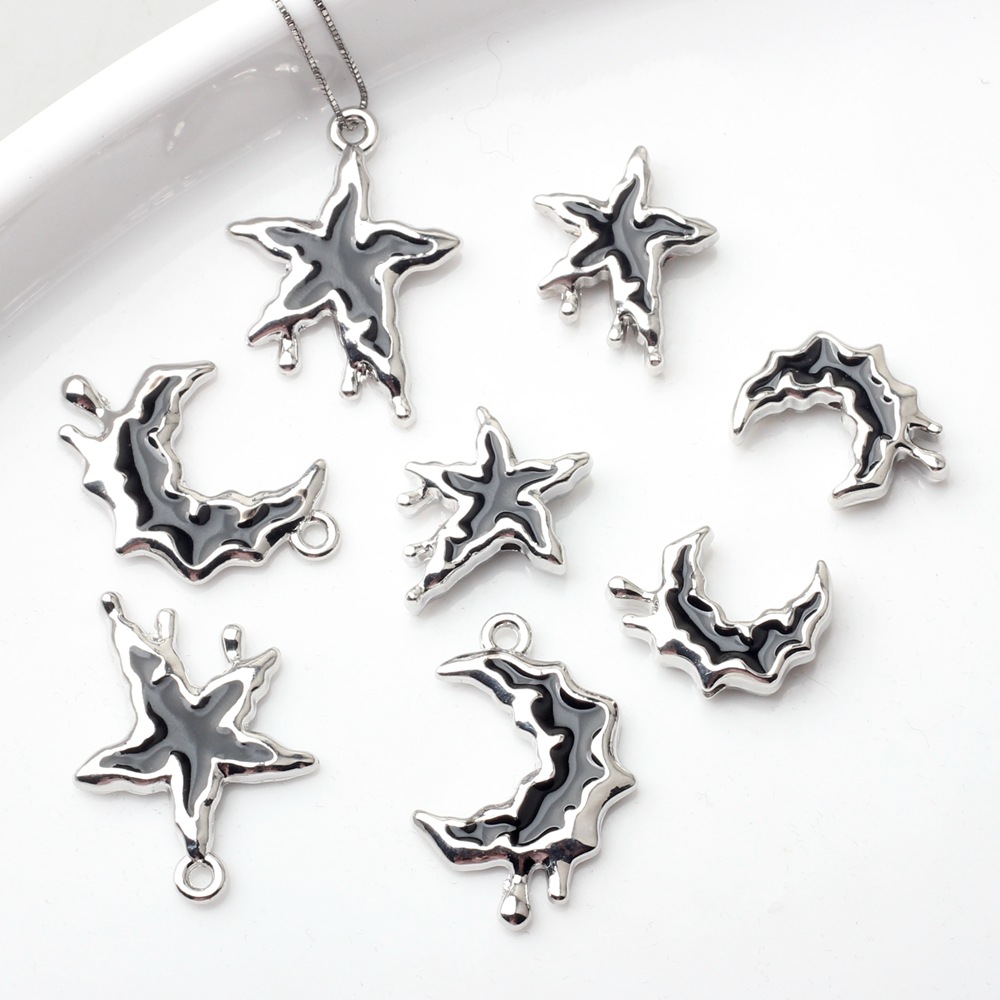 80g Weight Pendant Jewelry Making Type DIY Jewelry Accessories, Earrings Classification 10 PCS/Package Quantity Alloy Material Star, Moon Pattern Simple Style, Korean Style Style Enamel, Enamel, Plating Craft Black Color 10 PCS/Package Alloy Star Moon Pendant DIY Jewelry Accessories Earrings 3