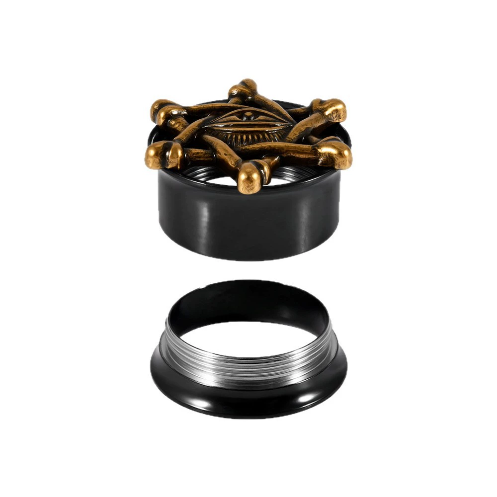 Cross-border stainless steel five-star eyes electroplated auricle ancient silver sharp claw black cat inner teeth double horn copper piercing ear expander