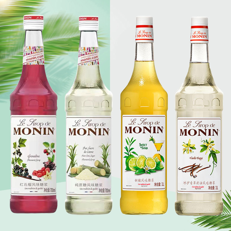 MONIN Pure Sucrose Syrup Red Pomegranate Lemonade Vanilla Smoothie Cream Sweet and Sour Flavor Fruit Juice 1l