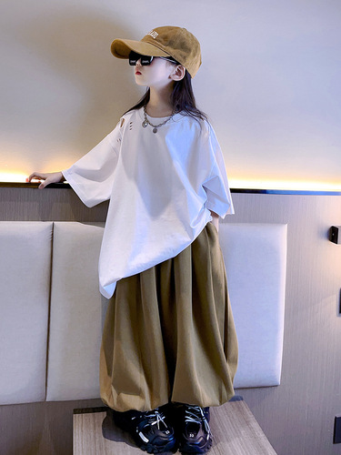Korean children's clothing T-shirt for girls, spring new children's loose short-sleeved casual T-shirt for older children