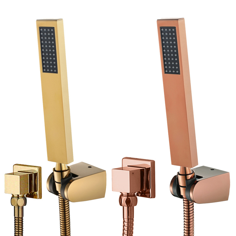 Hand-held shower base suit portable shower head copper square straight titanium rose gold with water base