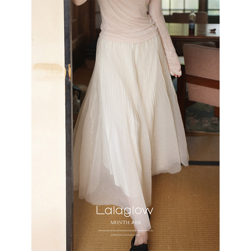 Lalaglow Wind-Shaped French-Style Loose Drape High-Waisted Slimming Chiffon Skirt for Women, New for Spring and Summer