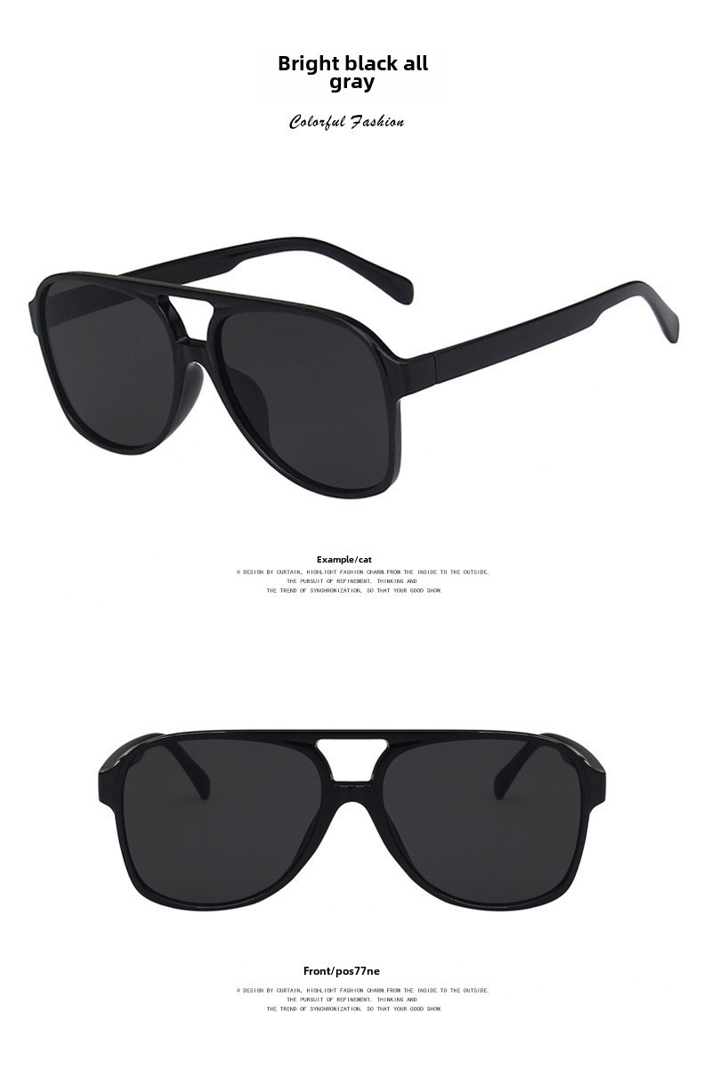 Retro Double Beam Sunglasses For Men Large Frame Trendy Design_voghion.com