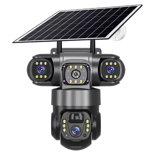 V380 Solar 4G Three Lens Three Picture Outdoor HD Full Color Night Vision Mobile Phone Remote Monitoring Camera