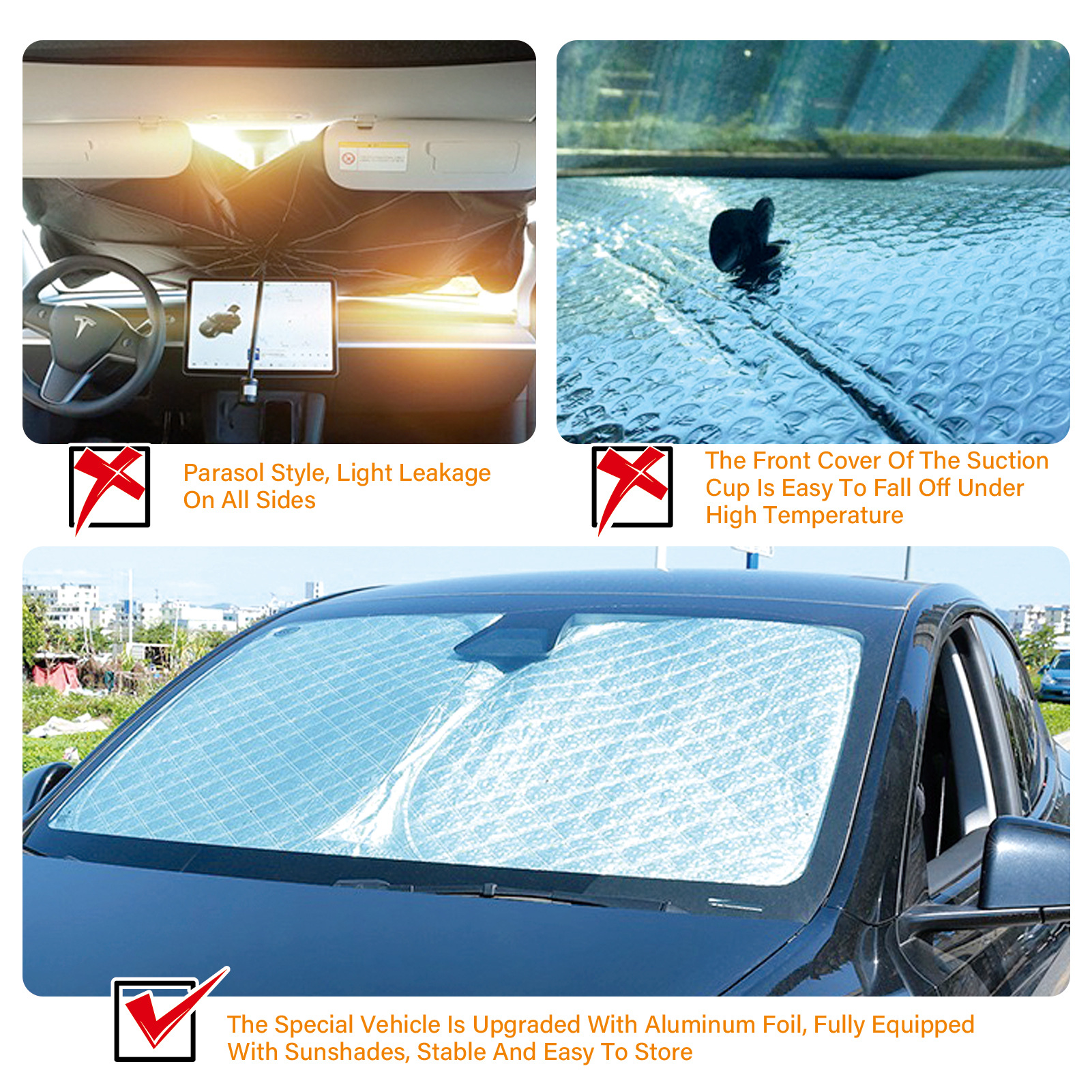 Car Front Windshield Sunshade, Summer Car Sunshade Cover, Universal Fit for Cars, Suvs, and Trucks