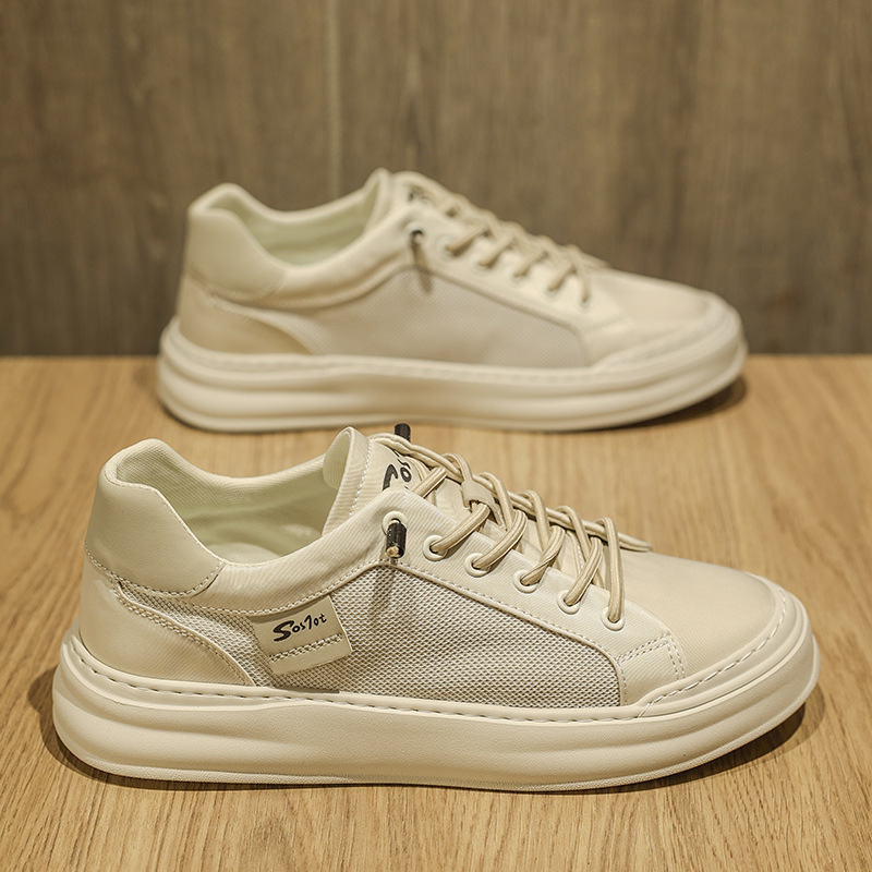 网面小白鞋男款夏季透气薄款轻便潮鞋时尚百搭厚底休闲板鞋男鞋子