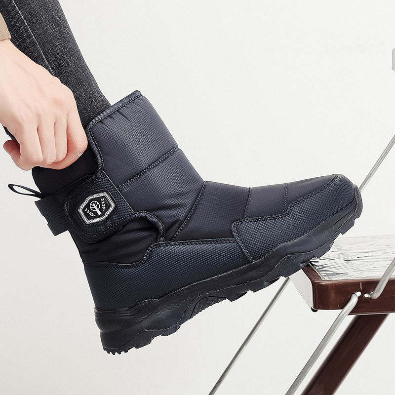 Men's Fashion warm snow boots outdoor cotton-padded shoes fleece-lined thick windproof cold-proof mid-calf boots non-slip wear-resistant