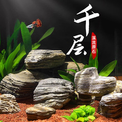 昭杭青龙石砂石龟缸原石装饰溪流石头千层石南美鱼缸造景天然缸底