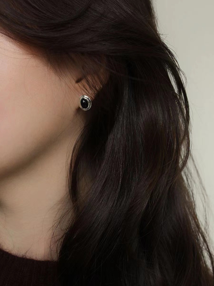 1 Pair Basic Oval Plating Inlay Sterling Silver Agate Ear Studs display picture 2