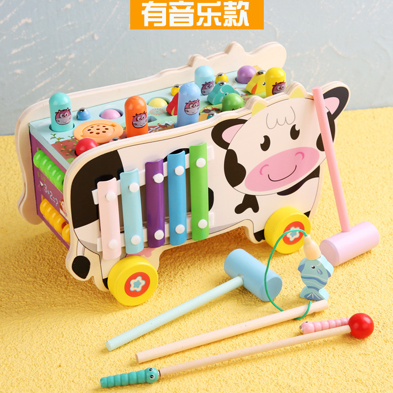 Transfronterizo piano de madera para niños golpeando hámster bebé capacidad de coordinación mano-ojo golpeando ratón remolque juguetes educativos