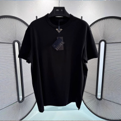 【Pファミリー正規版在庫あり】2025新作ハイバージョン三角鉄ラベルラウンドネックコットンTシャツ