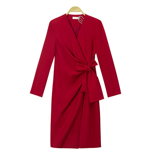 Early spring new commuter style long-sleeved dress, temperament, socialite, lace, waist, figure-fitting, buttocks dress, women