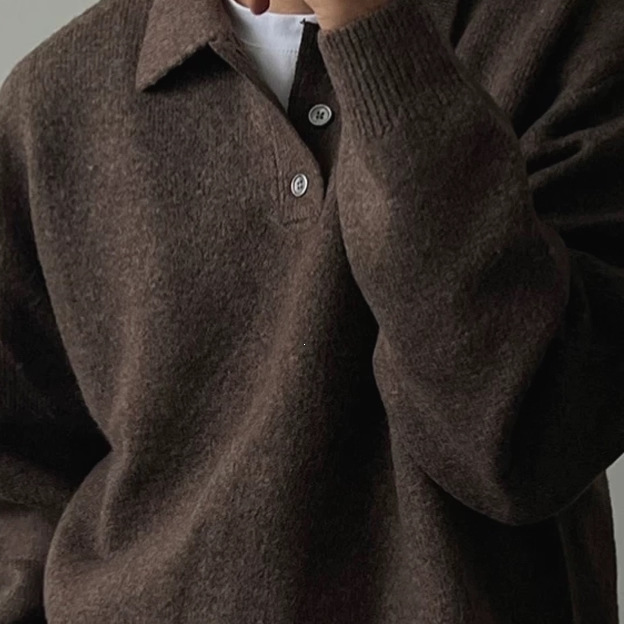 Soft core-spun yarn Paul vintage old money American style long-sleeve sweatshirt men's breathable knit trendy soft sweater in stock