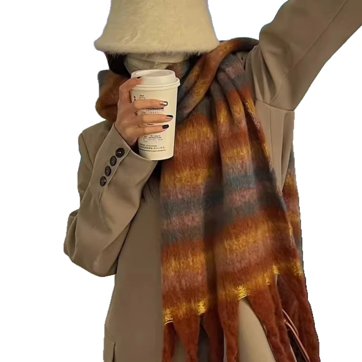 Simplificación de cachemira de mahai bufandas de lana para mujeres de otoño y invierno caliente collar universal estilo coreano de la atmósfera de la fama en línea chal