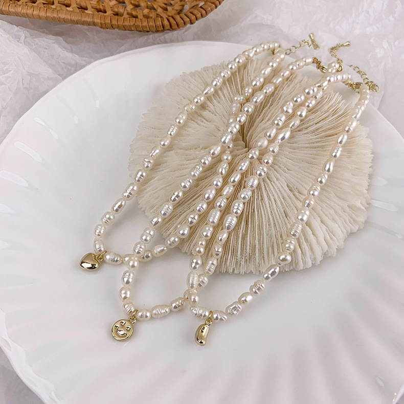 الجملة مجوهرات القلب مبتسم الوجه قلادة اللؤلؤ قلادة Nihaojewelry display picture 1